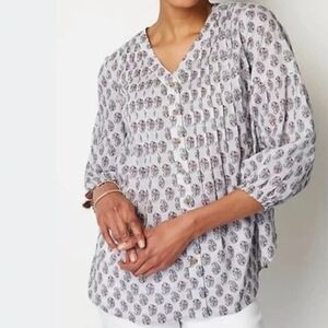 J. JILL PAISLEY COTTON PEASANT TOP